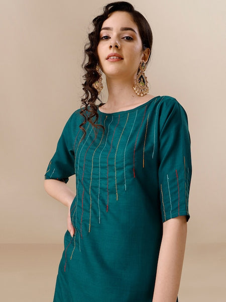 Copy of Women Striped Kurta with Trousers with Digital Print Dupatta VitansEthnics