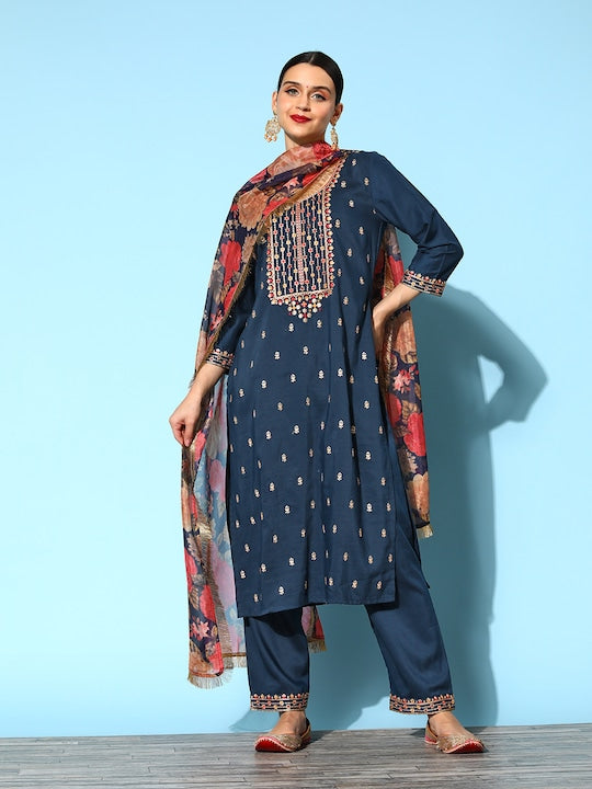 Copy of Women Embroidered Thread Work Kurta With Trousers & Dupatta VitansEthnics