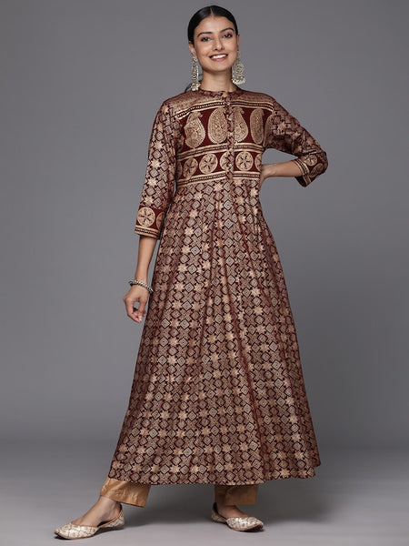 Copy of Women Off-White & Golden Printed Anarkali Kurta VitansEthnics