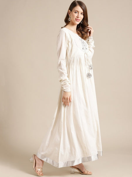 Copy of Women Blue And Gold Paisley Printed Anarkali Kurta VitansEthnics