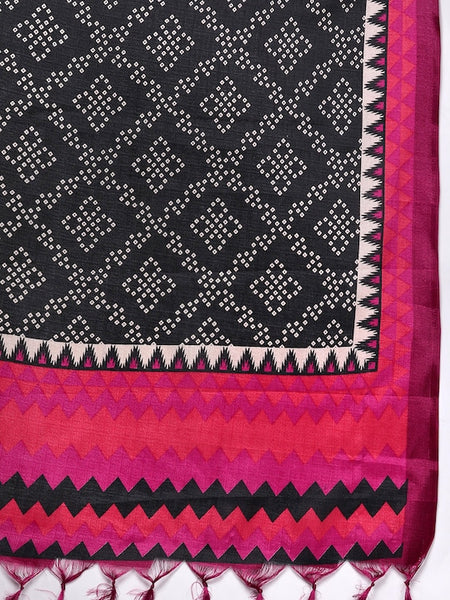 Women Magenta & Golden Ethnic Motifs Yoke Design Kurta with Trousers & Dupatta