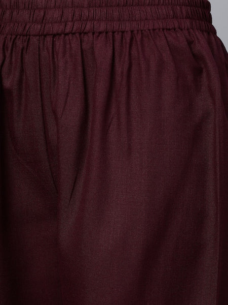 Women Maroon Embroidered Gotta Patti Kurta with Palazzos & With Dupatta