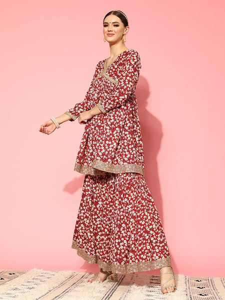 Copy of Women Floral Embroidered Mirror Work Kurta With Trousers & Dupatta VitansEthnics