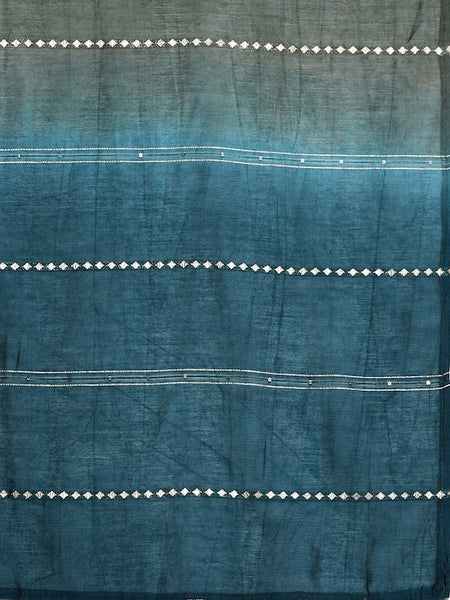 Women Blue Ethnic Motifs Yoke Design Thread Work Kurta with Sharara & With Dupatta