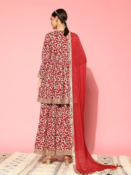 Copy of Women Floral Embroidered Mirror Work Kurta With Trousers & Dupatta VitansEthnics