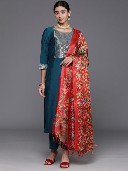 Women Yoke Design Regular Gotta Patti Kurta with Trousers & Dupatta