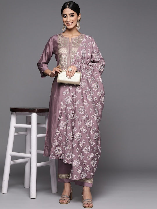 Copy of Women Grey Ethnic Motifs Gotta Patti Kurta with Trousers & With Dupatta VitansEthnics