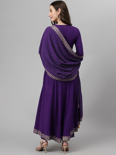 Ethnic Motifs Embroidered Sequined Kurta with Palazzos & Dupatta