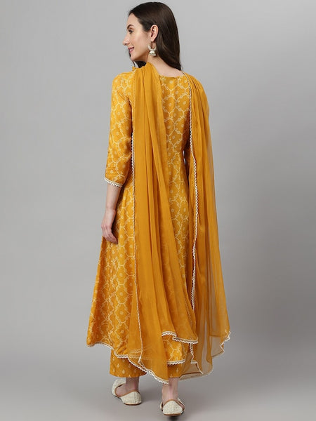 Women Ethnic Motifs Embroidered Sequined Kurta with Palazzos & Dupatta