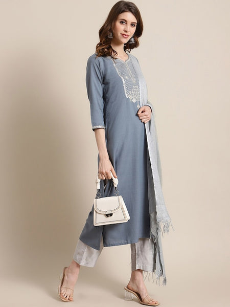 Copy of Women Ethnic Motifs Embroidered Sequinned Kurta with Trousers & With Dupatta VitansEthnics