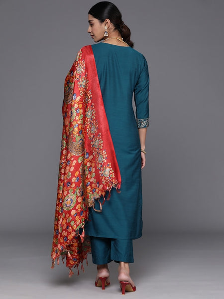 Women Yoke Design Regular Gotta Patti Kurta with Trousers & Dupatta