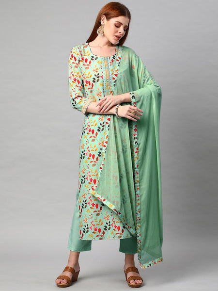 Women Floral Printed Kurta With Trousers & Dupatta