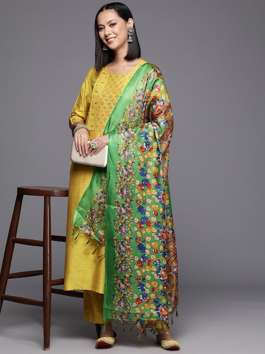 Women Yoke Design Regular Gotta Patti Kurta with Trousers & Dupatta