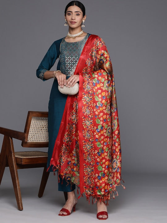 Women Yoke Design Regular Gotta Patti Kurta with Trousers & Dupatta