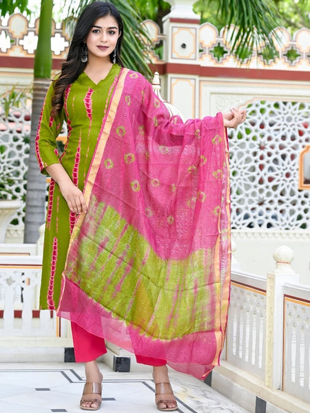 Copy of Women Yoke Design Thread Work Pure Cotton Kurta With Trousers & Dupatta VitansEthnics