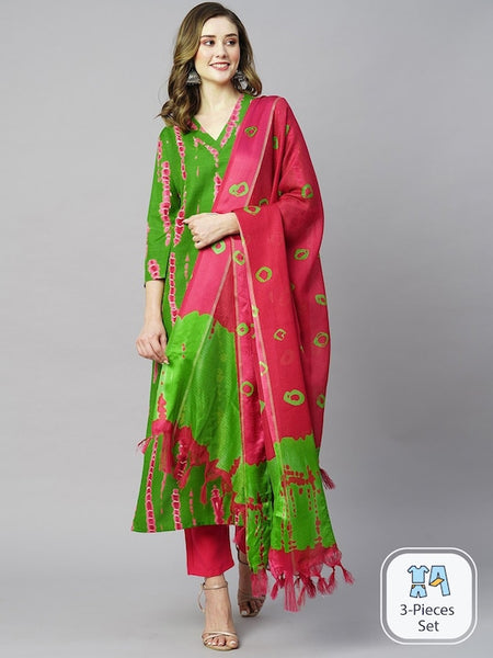 Copy of Women Dyed Straight Kurta With Trousers & Dupatta VitansEthnics