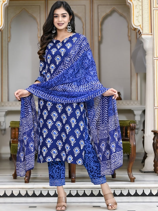 Women Ethnic Motifs Printed Regular Kurta With Trousers & Dupatta VitansEthnics
