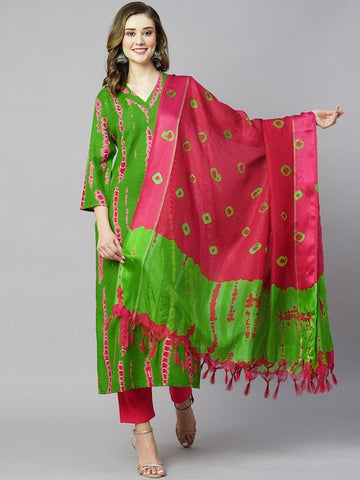 Copy of Women Dyed Straight Kurta With Trousers & Dupatta VitansEthnics