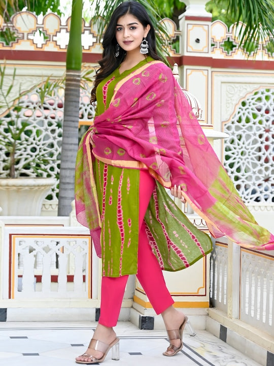 Copy of Women Yoke Design Thread Work Pure Cotton Kurta With Trousers & Dupatta VitansEthnics