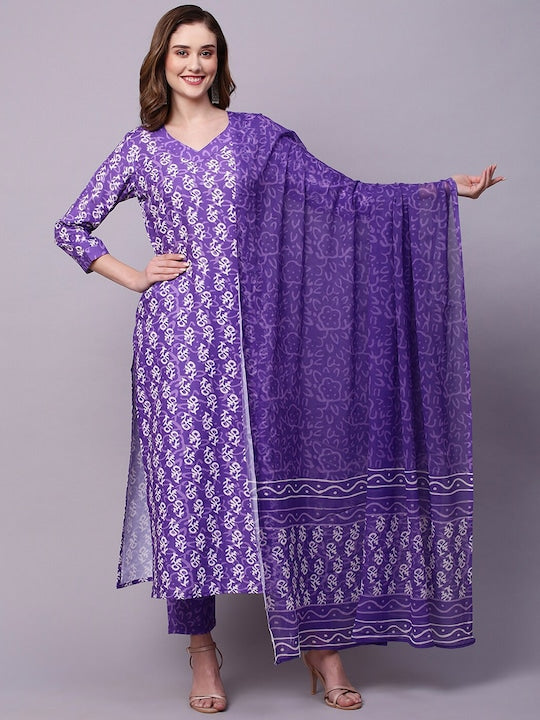 Women Ethnic Motifs Printed Regular Kurta With Trousers & Dupatta VitansEthnics