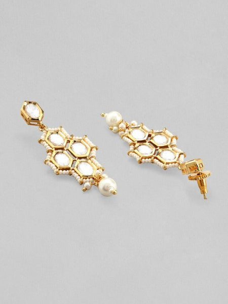 Women Gold-Plated & White Kundan Studded Jewellery Set VitansEthnics