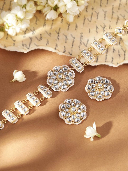 Women Gold Plated Kundan and Pearl beaded Choker jewelry Set VitansEthnics