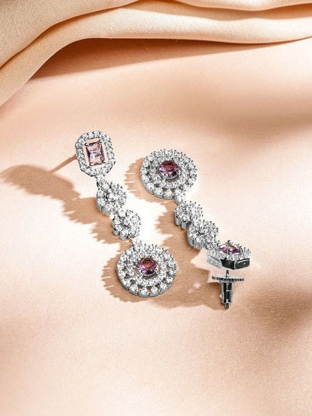 Women Rhodium-Plated Amethyst Purple & AAA Cubic Zirconia Necklace Set in Silver Tone VitansEthnics
