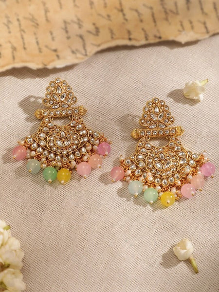 Women Gold Plated Kundan Studded Multicolor Pearl Beaded Traditional Jewellery Set VitansEthnics