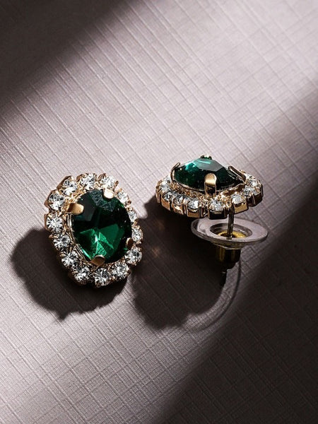 Women Gold Plated Emerald Green Crystal & Cubic Zirconia Studded Necklace Set VitansEthnics