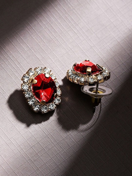 Women Gold Plated Crystal Ruby & CubicZirconia Studded Statement Necklace Set VitansEthnics