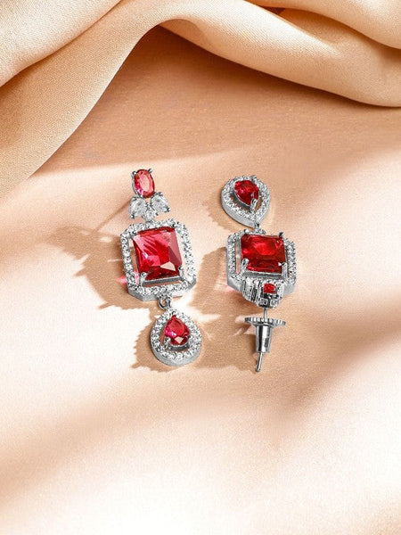 Rhodium-Plated Cubic Zirconia Studded Luxe Layered Jewellery Set VitansEthnics