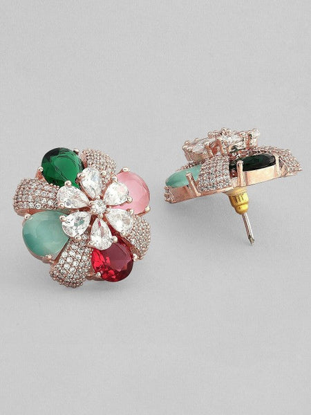 Women Gold-Toned Floral Studs Earrings VitansEthnics