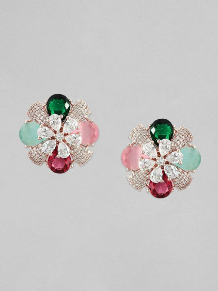 Women Gold-Toned Floral Studs Earrings VitansEthnics