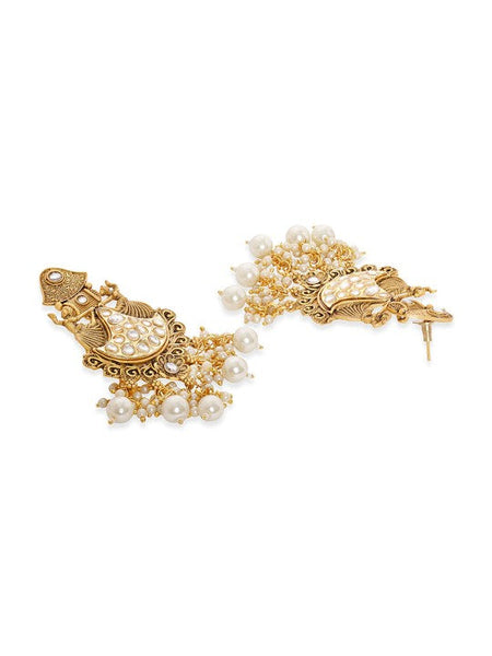 Women Gold-Plated Crescent Shaped Chandbalis Earrings VitansEthnics