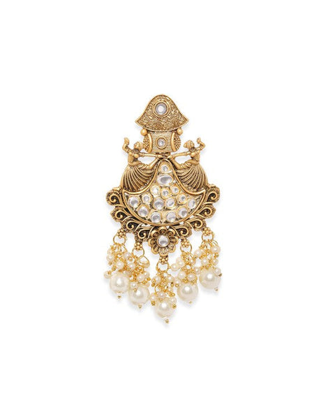 Women Gold-Plated Crescent Shaped Chandbalis Earrings VitansEthnics