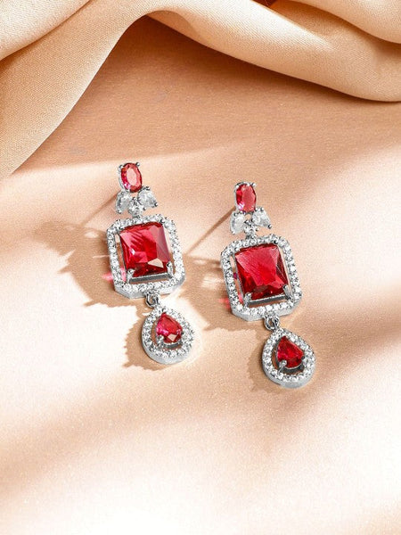 Rhodium-Plated Cubic Zirconia Studded Luxe Layered Jewellery Set VitansEthnics