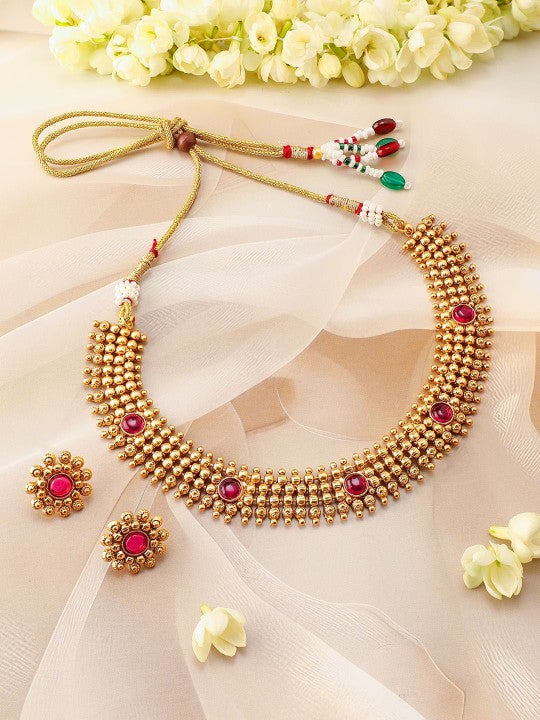 18k Gold-Plated Pink Kundan-Studded & Beaded Jewellery Set (Copy) VitansEthnics
