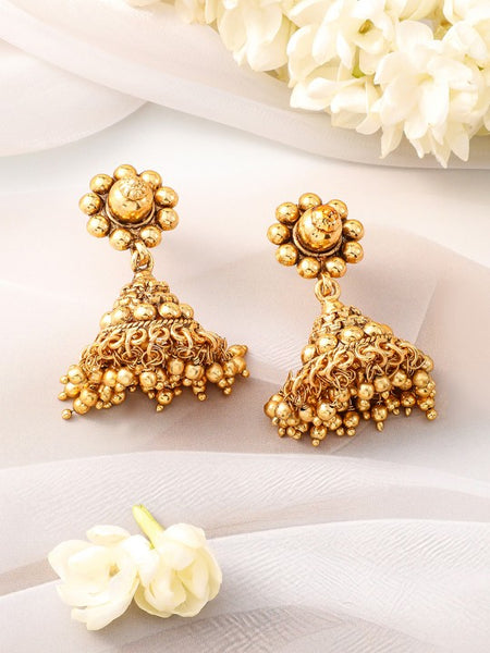Gold-Plated Golden Beads Studded Beaded Traditional Jewellery Set VitansEthnics
