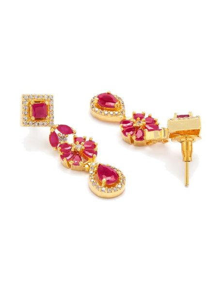Gold Plated Ruby & White Kundan Studded Choker Jewellery Set with Golden Beads (Copy) VitansEthnics