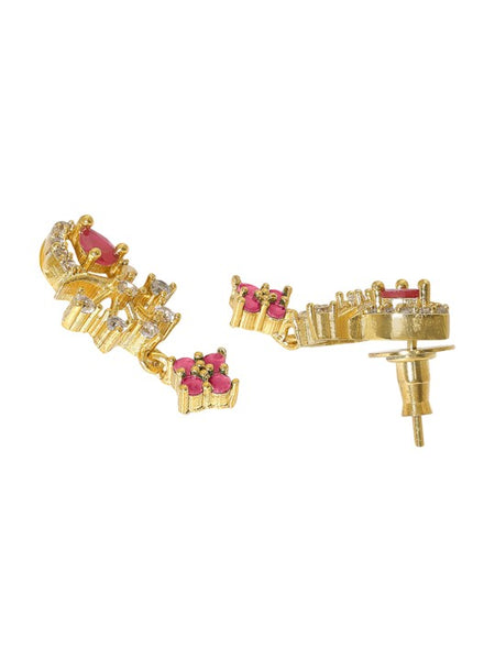 Gold Plated Ruby & Cubic Zirconia Studded Jewellery Set VitansEthnics
