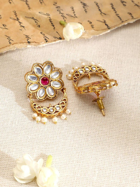 Gold-Plated Ruby,Emerald,Kundan & Floral MultiStrand Choker Set with Pearl Drop VitansEthnics
