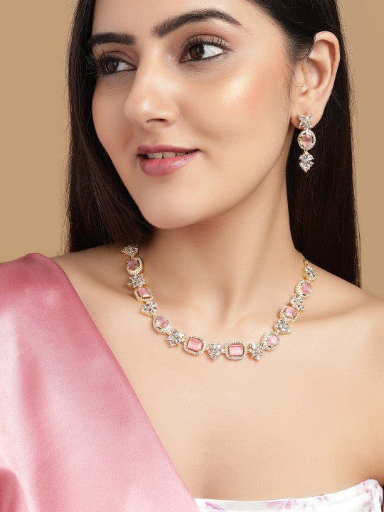 Rose Gold-Plated Handcrafted CZ Studded Jewellery Set (Copy) VitansEthnics