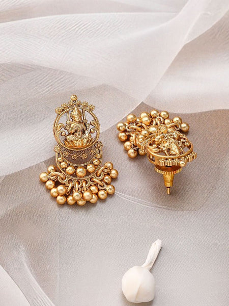 Gold-Plated Divine Lakshmi Motif Temple Jewellery Set with Intricate Detailing VitansEthnics