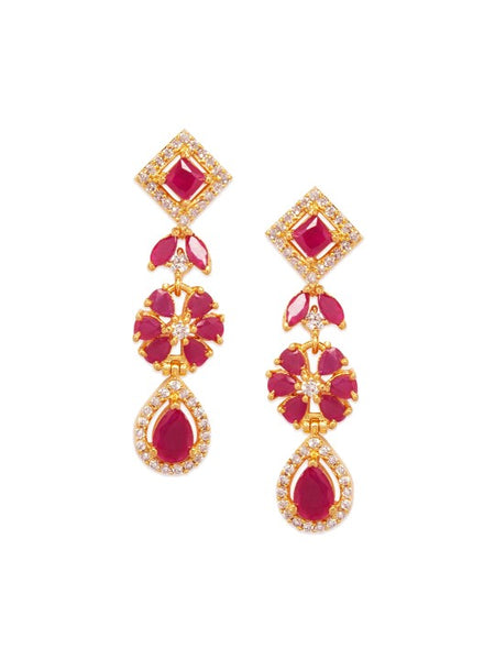 Gold Plated Ruby & White Kundan Studded Choker Jewellery Set with Golden Beads (Copy) VitansEthnics