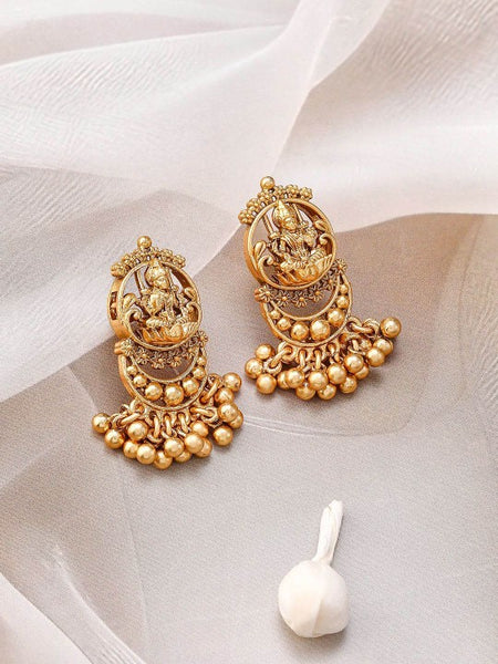 Gold-Plated Divine Lakshmi Motif Temple Jewellery Set with Intricate Detailing VitansEthnics
