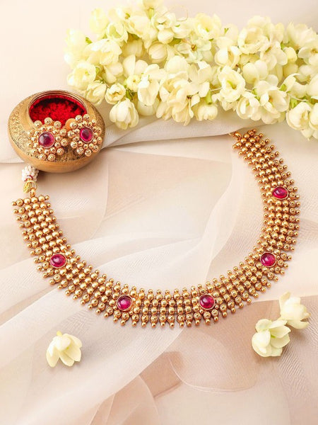 18k Gold-Plated Pink Kundan-Studded & Beaded Jewellery Set (Copy) VitansEthnics