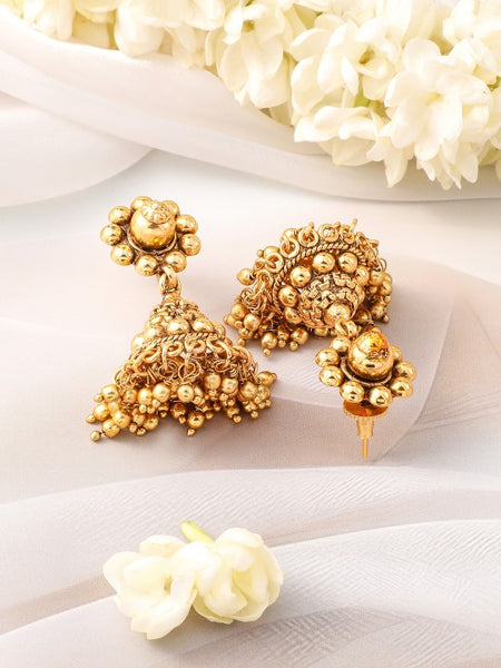 Gold-Plated Golden Beads Studded Beaded Traditional Jewellery Set VitansEthnics