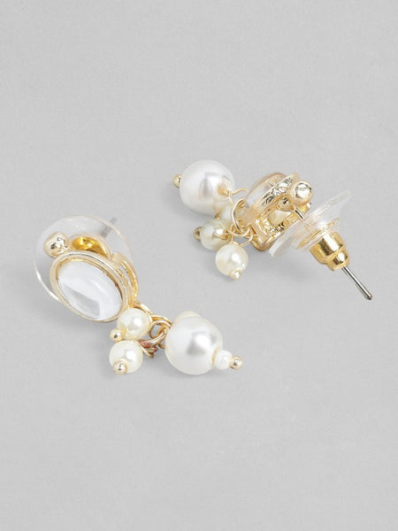 Gold Plated White Kundan Studded Pearl Beaded Handcrafted Traditional Jewellery Set VitansEthnics