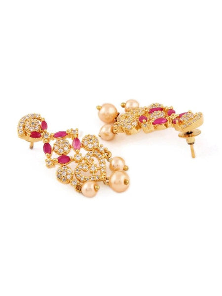 Gold-Toned & Pink Handcrafted Jewellery Set VitansEthnics