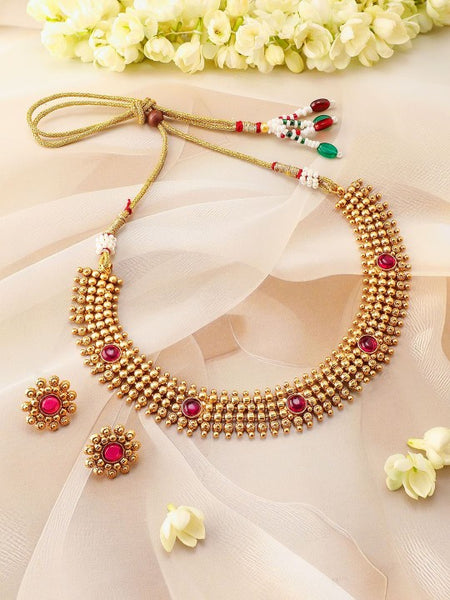 18k Gold-Plated Pink Kundan-Studded & Beaded Jewellery Set (Copy) VitansEthnics